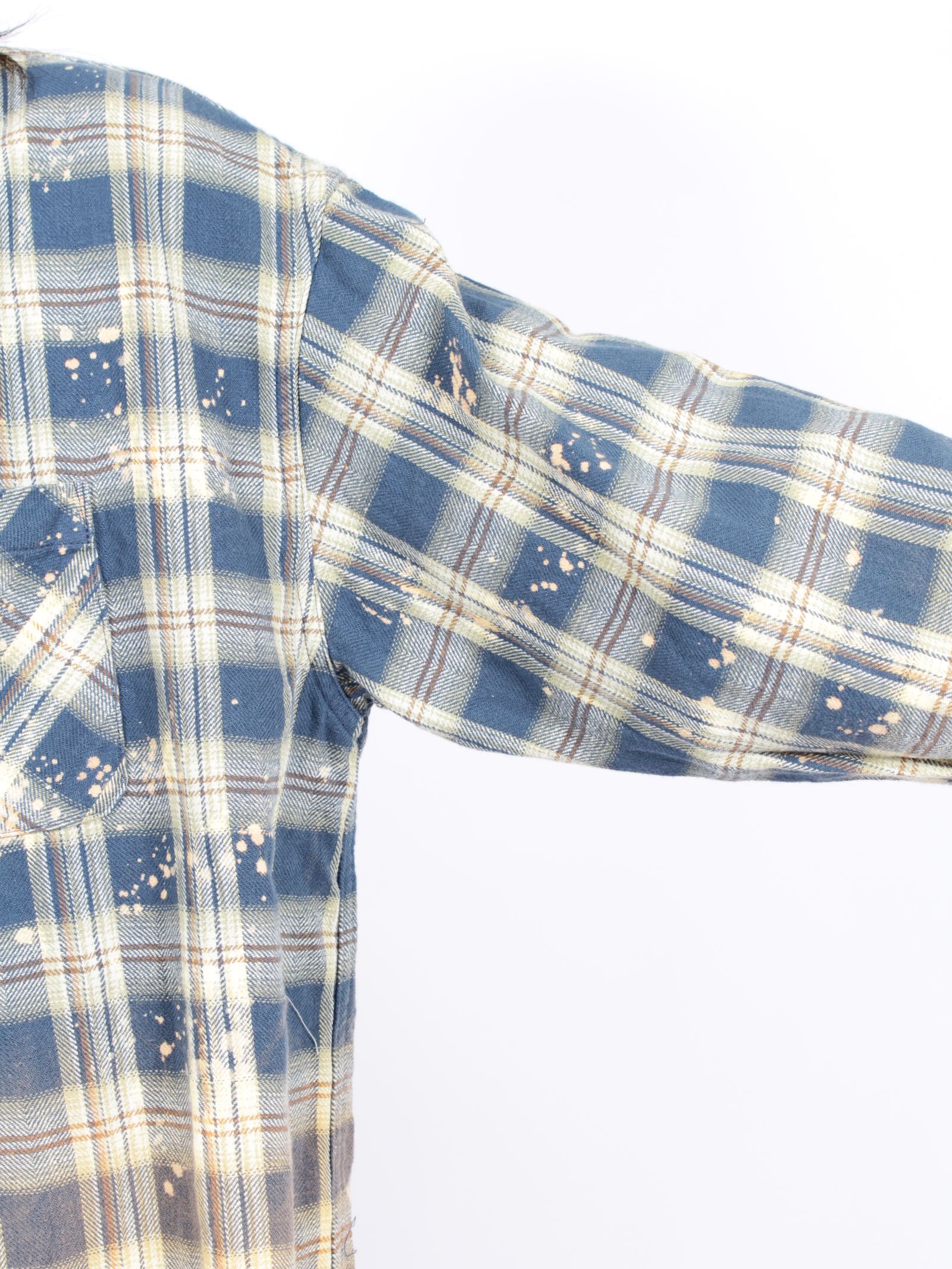【26AW】コットン チェック ブリーチド シャツ 長袖 柄シャツ / COTTON CHECK BLEACHED SHIRT / ブルー