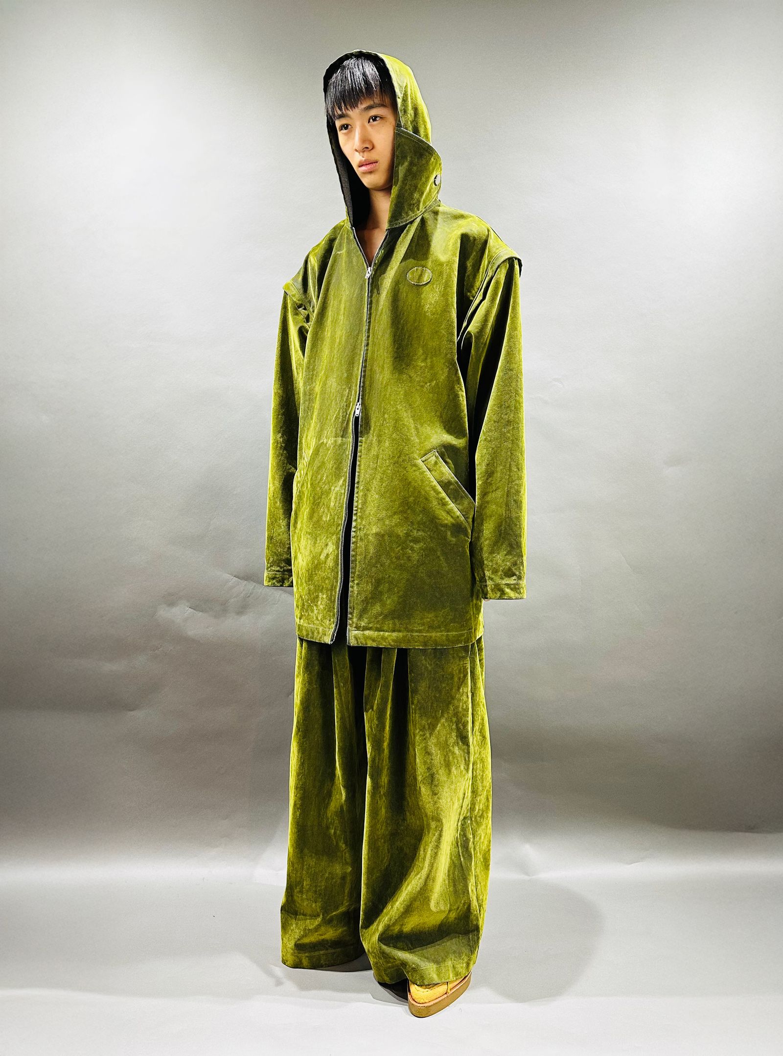 【25AW】フロッキー加工 カバード デニム フーディー コート / COVERED DENIM HOODIE - Coat / イエロー