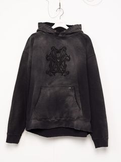 【24AW】エンブロイダリー ブリーチド フーディー / EMBROIDERY BREACHED HOODIE / ブラック