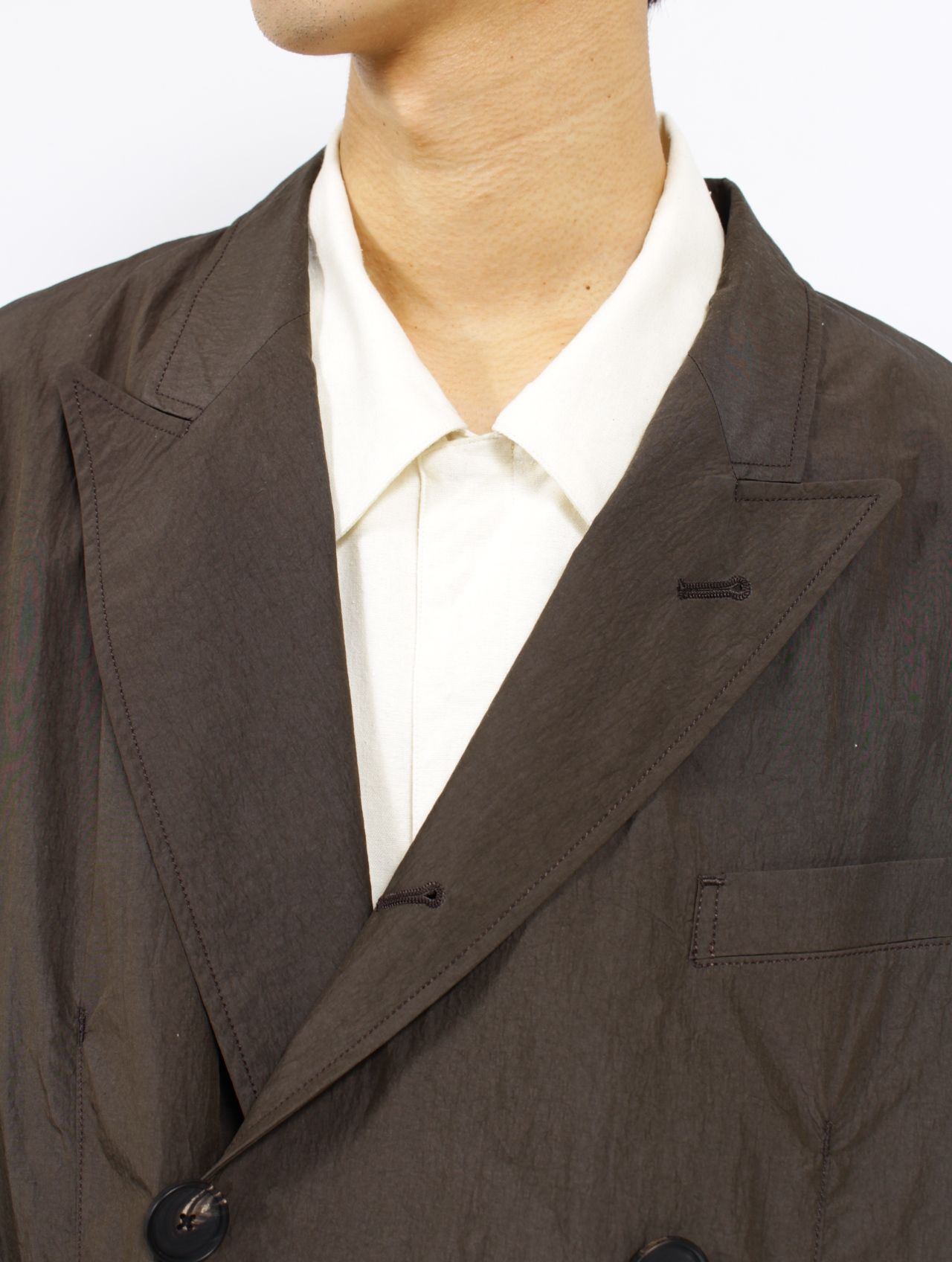 【25SS】ワッシャーナイロン ダブル ブレステッド ジャケット / WASHER NYLON DOUBLE BREASTED  JACKET.13 / バッファローブラウン