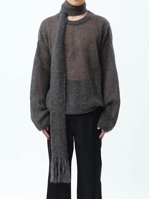 【24AW】モヘア ローゲージ ニット / MOHAIR LOW GAUGE P/O KNIT .12 / チャコール