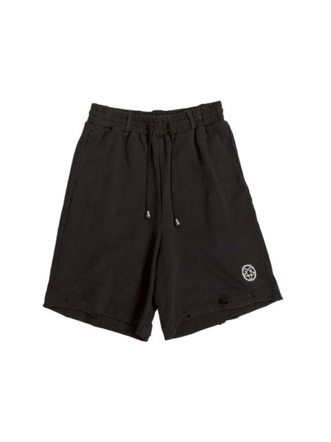 'ペンタグラム' コットン ディストレスド ジャージ ショーツ / COTTON DISTRESSED JERSEY SHORTS 'PENTAGRAM / ブラック