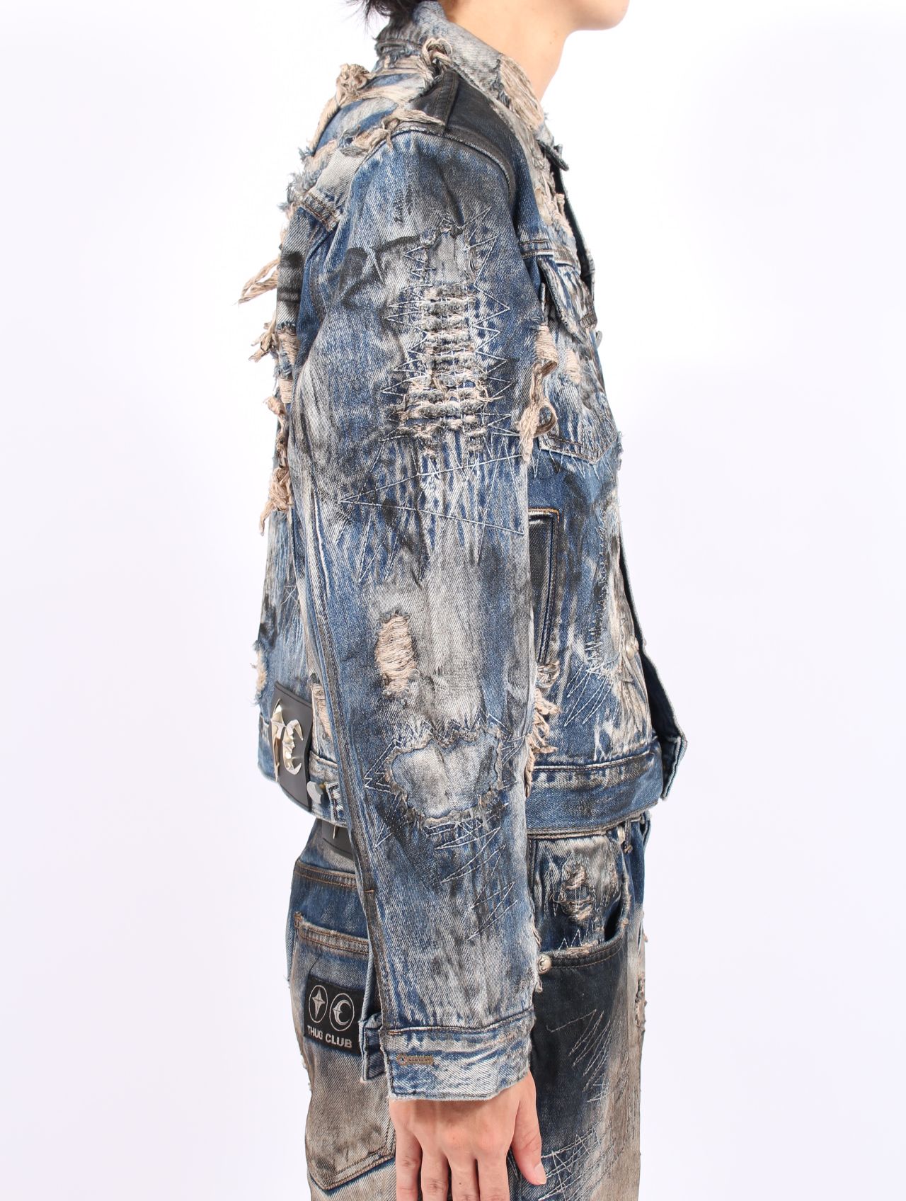 【25AW】ハードウォッシュド ダメージ デニム ジャケット / HARD-WASHED DAMAGED DENIM JACKET / ブルー