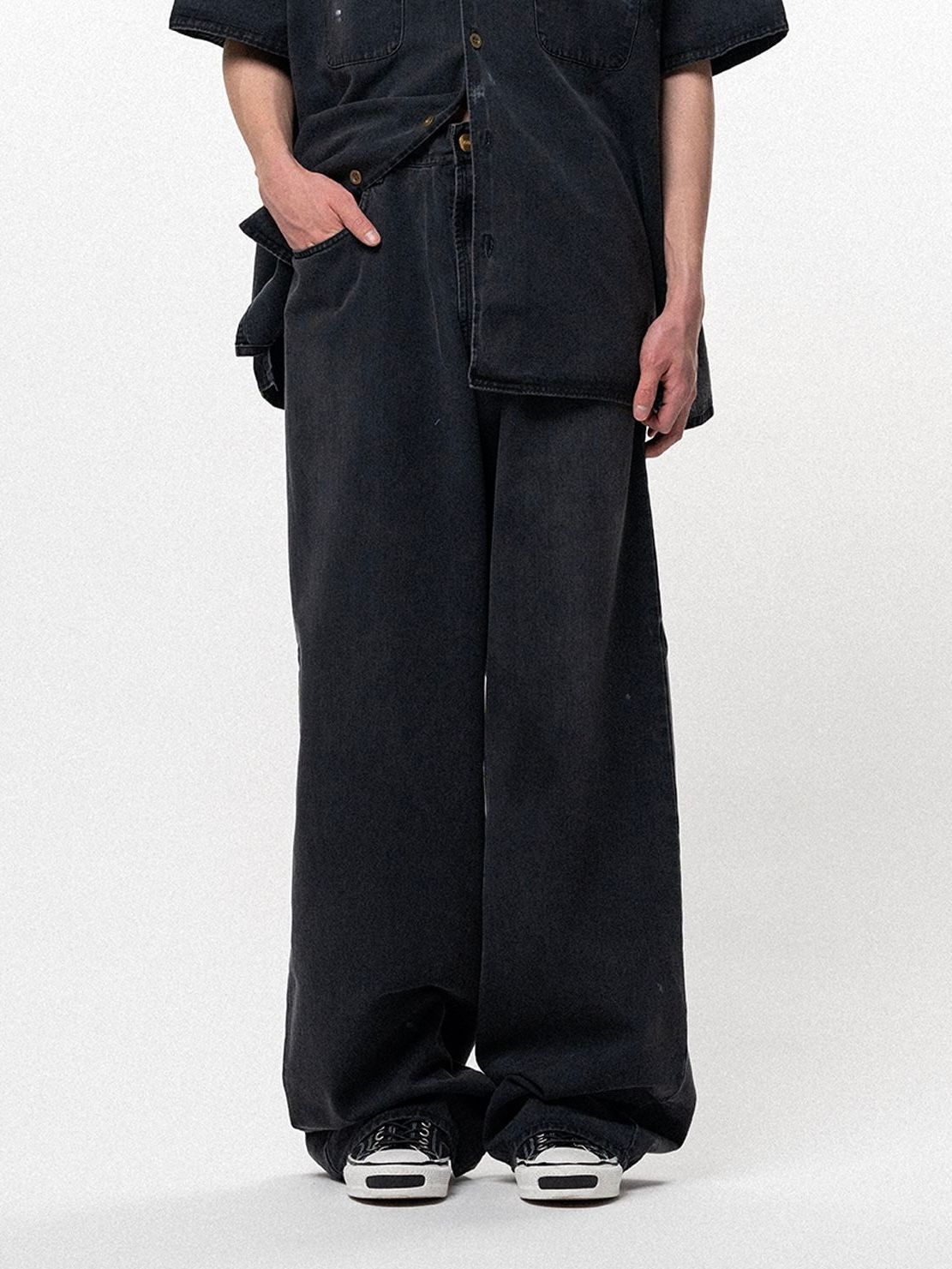 【26SS】テンセル デニム ワイド パンツ / TENCEL DENIM WIDE DENIM PANTS / ブラック