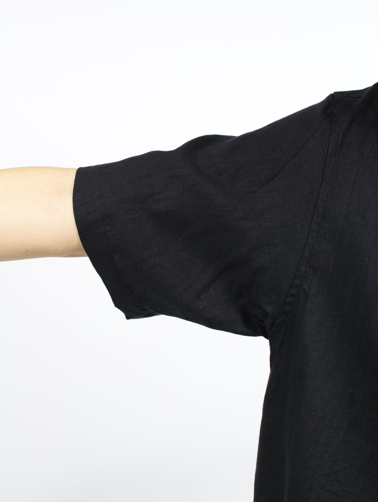 【25SS】サイド ベンツ オープンカラー リネン シャツ / SIDE VENTS OP COLLAR LINEN SHIRT / ブラック