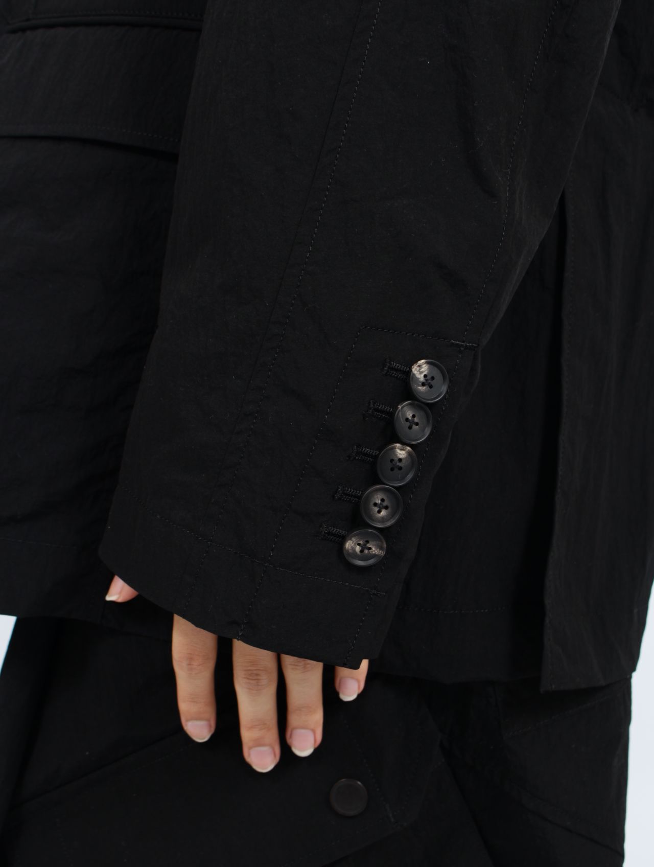 【25SS】ワッシャーナイロン ダブル ブレステッド ジャケット / WASHER NYLON DOUBLE BREASTED  JACKET.13 / ブラック