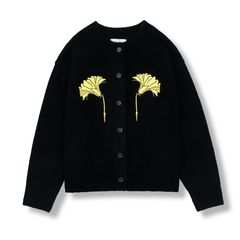 【26AW】エンブロイダリー ニット カーディガン / EMBROIDERY KNIT CARDIGAN / ブラック