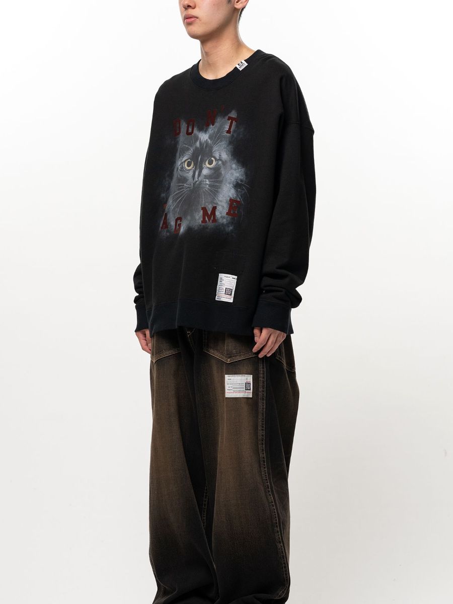 【26AW】 キャット プリンテッド スウェット プルオーバー / CAT PRINTED SWEAT PO / ブラック