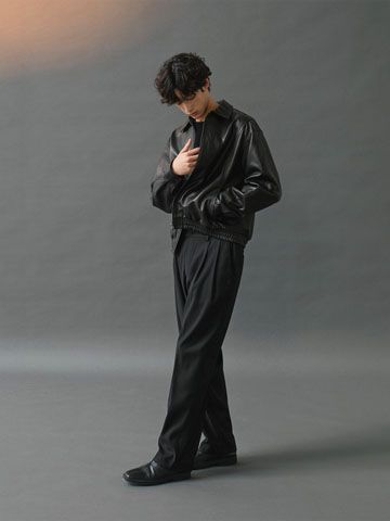 【25AW】ラムスキン レザー ユーティリティ ブルゾン / LAMBSKIN UTILITY BLOUSON / ブラック