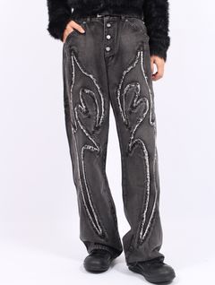 【25AW】トライバル デニム パンツ / TRIBLE DENIM PANTS / ブラック