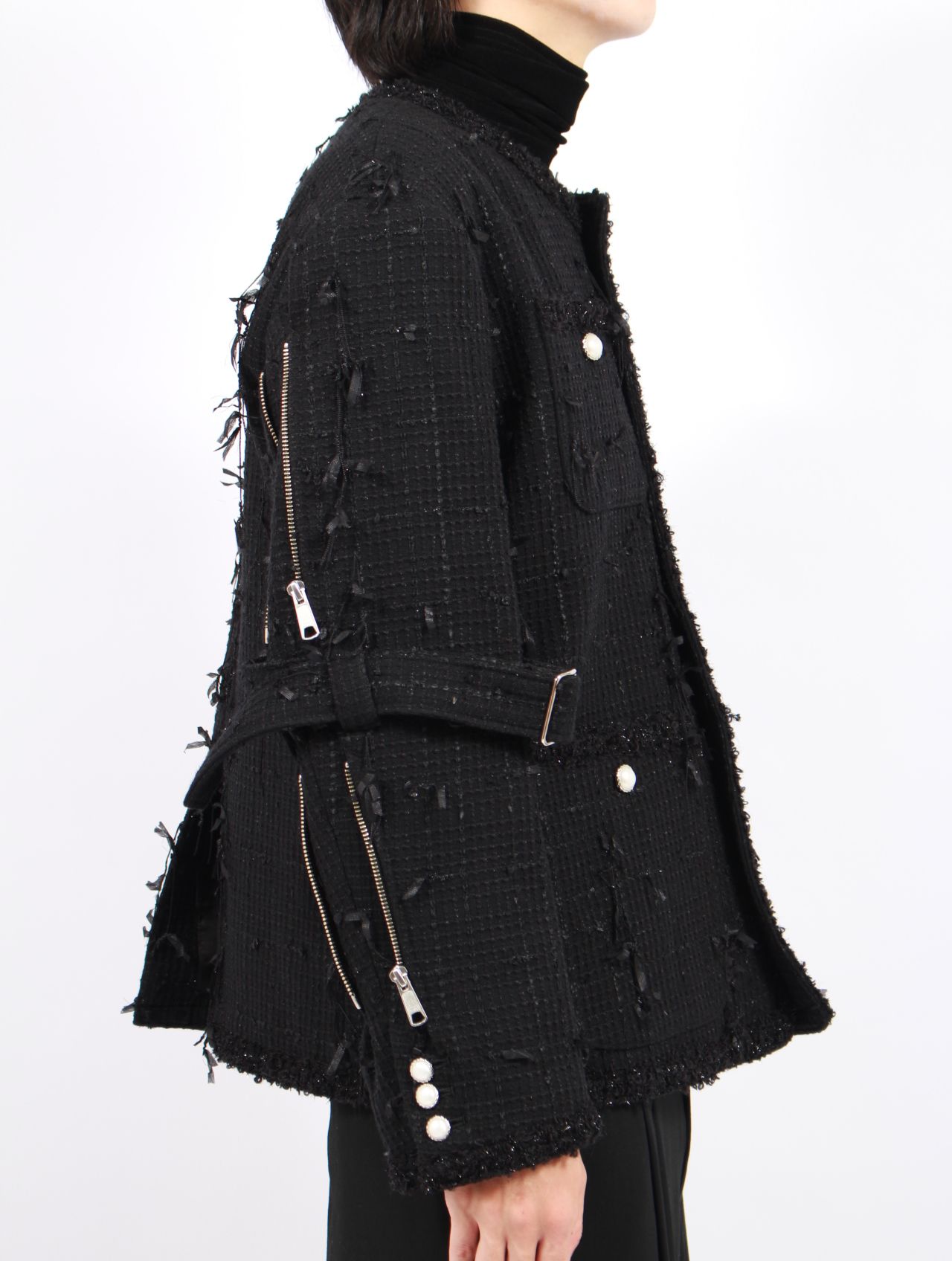 ジャケット・アウター el conductorH MIXED TWEED BONDAGE JKT el conductorH - MIXED TWEED BONDAGE NO COLLAR JKT (IVORY