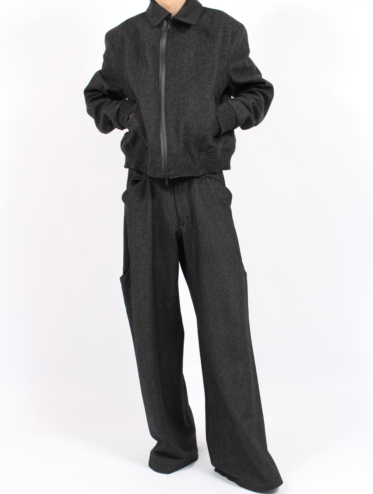 【25AW】メルトン ボンバー ジャケット / Melton Bomber Jacket / ブラック