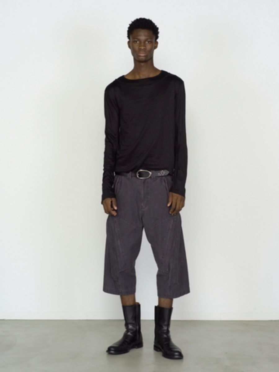 ダブル レイヤード ロング スリーブ Tシャツ 長袖 カットソー / DOUBLE LAYERED LONG SLEEVE T SHIRT / ブラック
