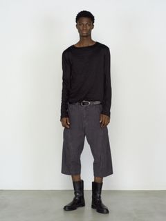 ダブル レイヤード ロング スリーブ Tシャツ 長袖 カットソー / DOUBLE LAYERED LONG SLEEVE T SHIRT / ブラック