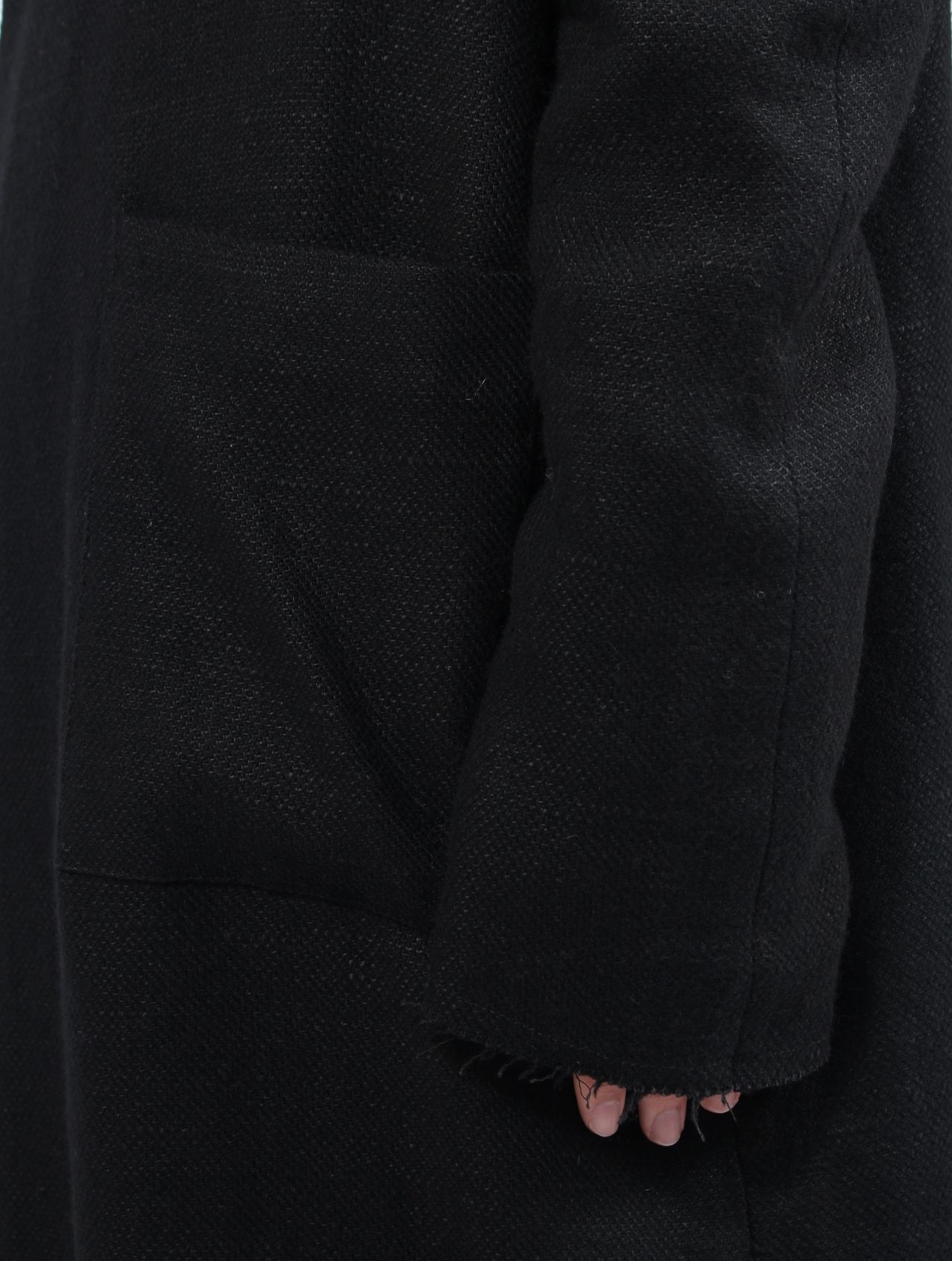 【25AW】ユニセックス ミッドフィット ラグラン フード コート 925 シルバー フック クローザー / UNISEX MID FIT RAGLAN HOOD COAT WITH 925 SILVER HOOK CLOSER / オフブラック