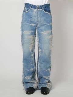 【27SS】デザイン フレア パンツ ジャガードデニム / DESIGN FLARE PANTS / INDIGO BLEACH (インディゴ ブリーチ)