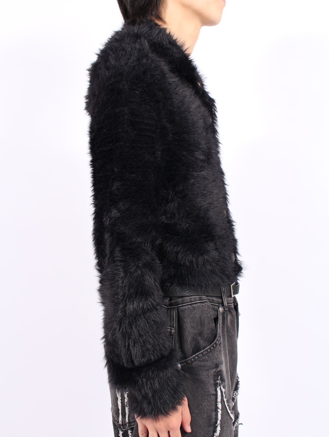 【25AW】キメラ ファー フーディー パーカー / CHIMERA FUR HOODED ZIP-UP / ブラック