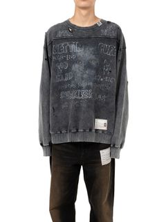 【24AW】ブリーチ加工 プルオーバー スウェット / BLEACHED PULLOVER / ブラック