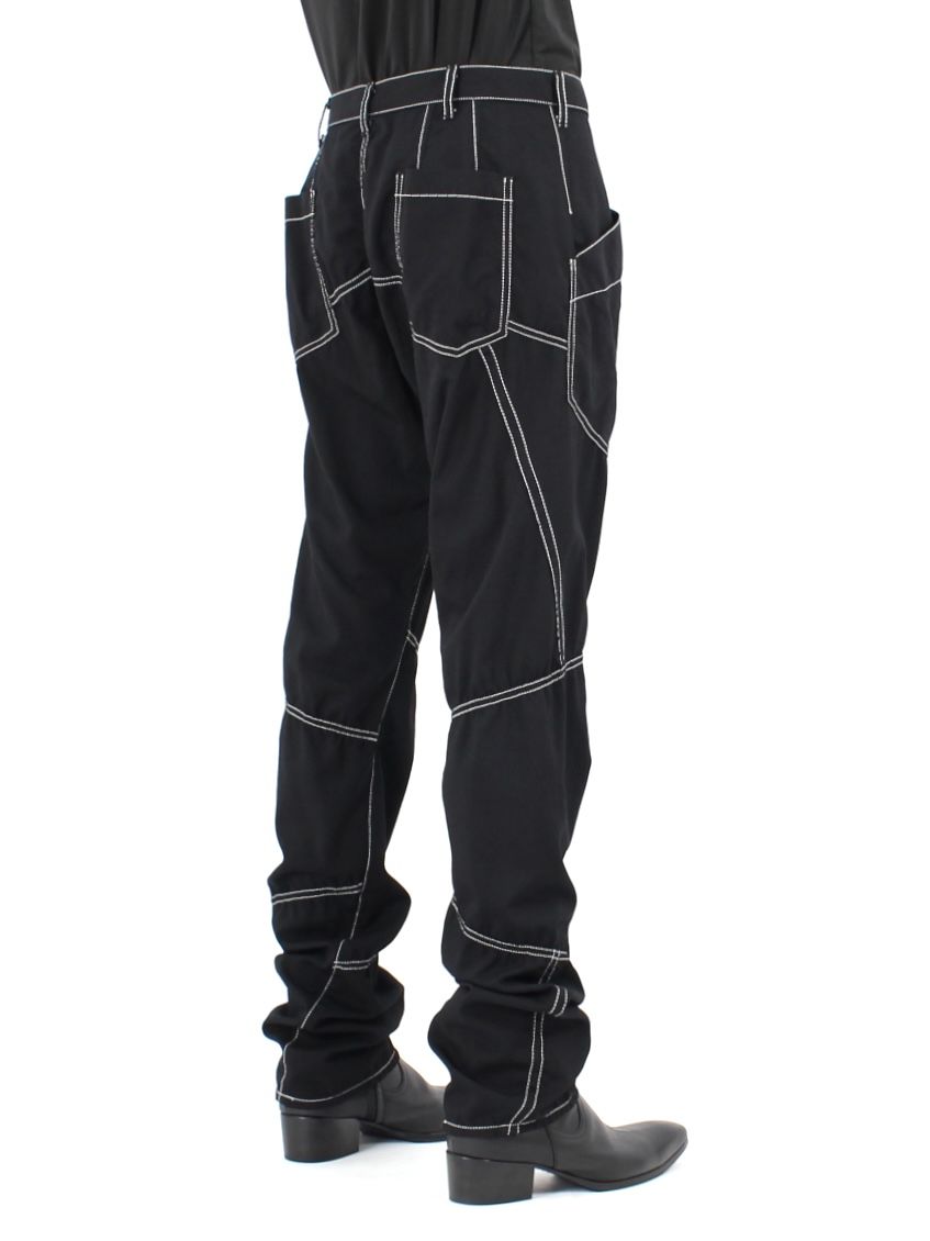 チェーンステッチパッチワーク パンツ / Chain stitch patchwork pants / ブラック - S - ブラック
