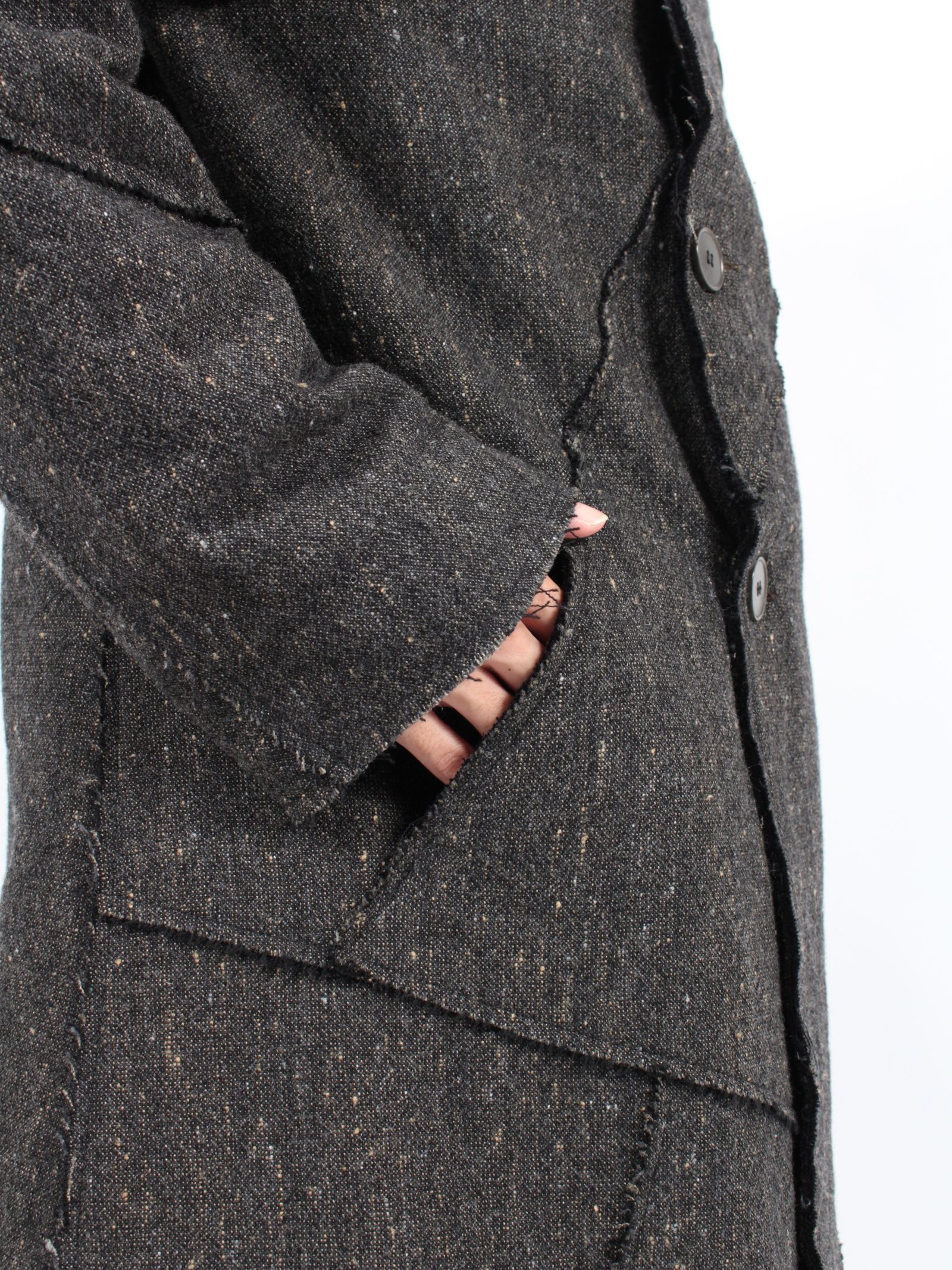 【24AW】サンピエトリー二 パッチド ダブル ブレステッド コート / SANPIETRINI PACHED DOUBLE BREASTED COAT / ダークグレー