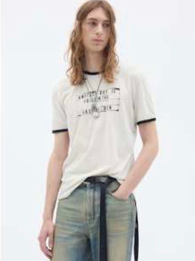 【27SS】 エメ スタンダード Tシャツ アナザーデイ プリント / AIMAR STANDARD T-SHIRT WITH "ANOTHER DAY" PRINT / アイボリー