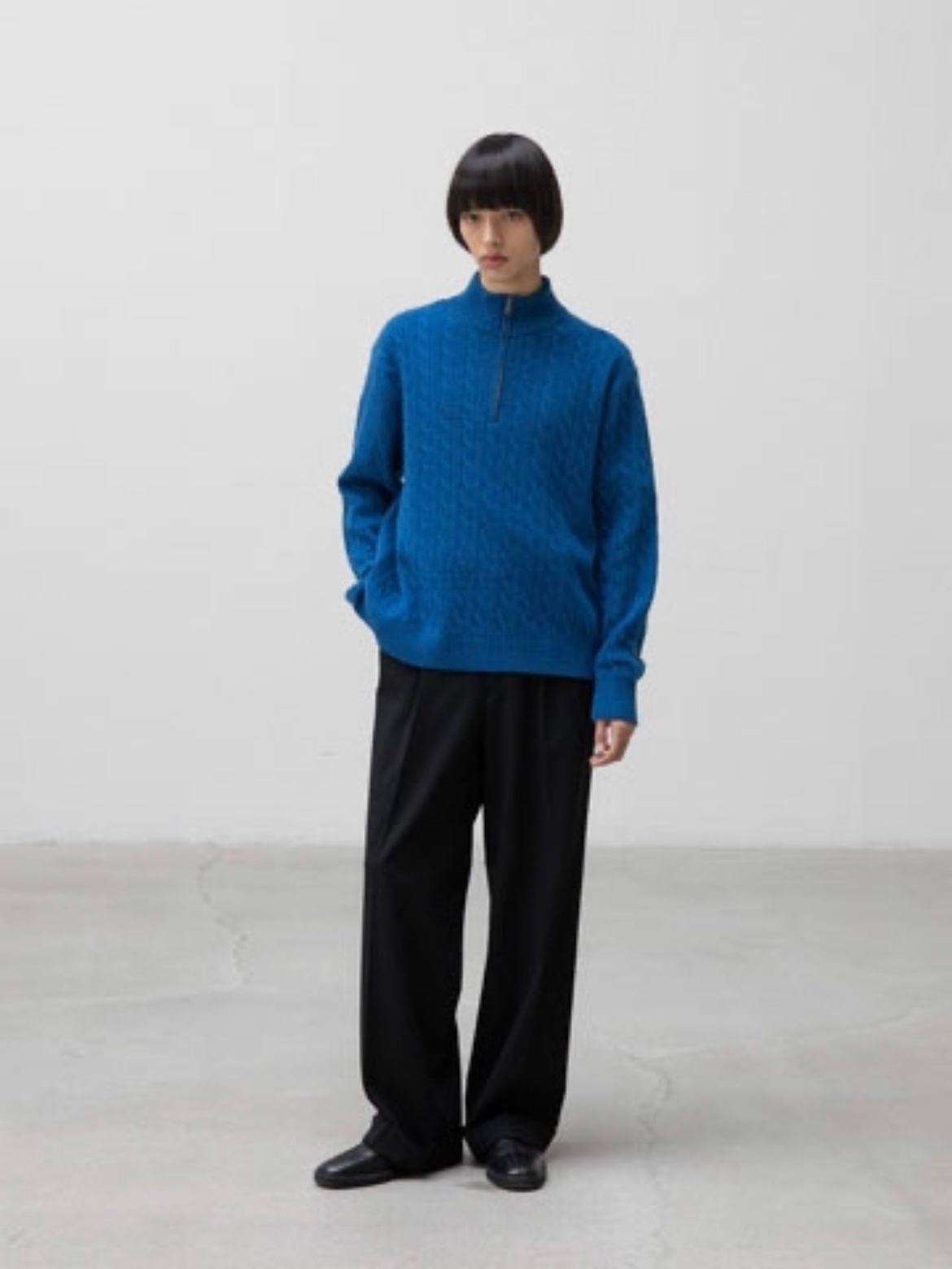【25AW】フロー ワイド ターンアップ パンツ / FLOW WIDE TURN-UP PANTS / ブラック