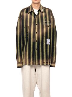 【24AW】ダック ペイント ストライプ ロングスリーブ シャツ /  STRIPE L/S SHIRTS / グリーン