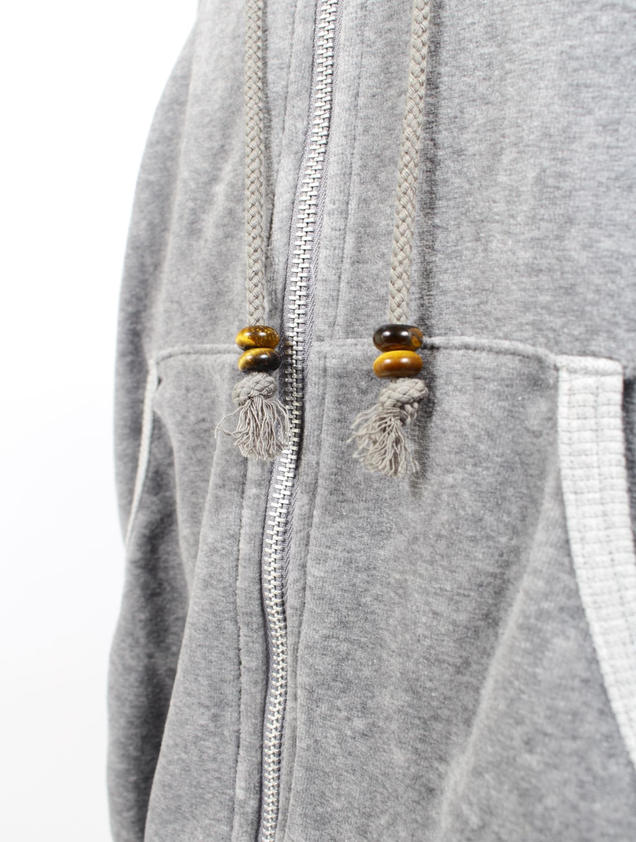 【25AW】 ベロア ジップアップ フーディー パーカー / VELOUR ZIP UP HOODIE / HEATHER GREY(ヘザーグレー)