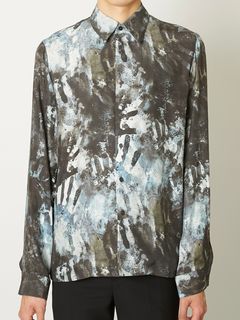 【26AW】ハンド モチーフ シルク シャツ 長袖 / HAND MOTIF SILK SHIRT / ブラック