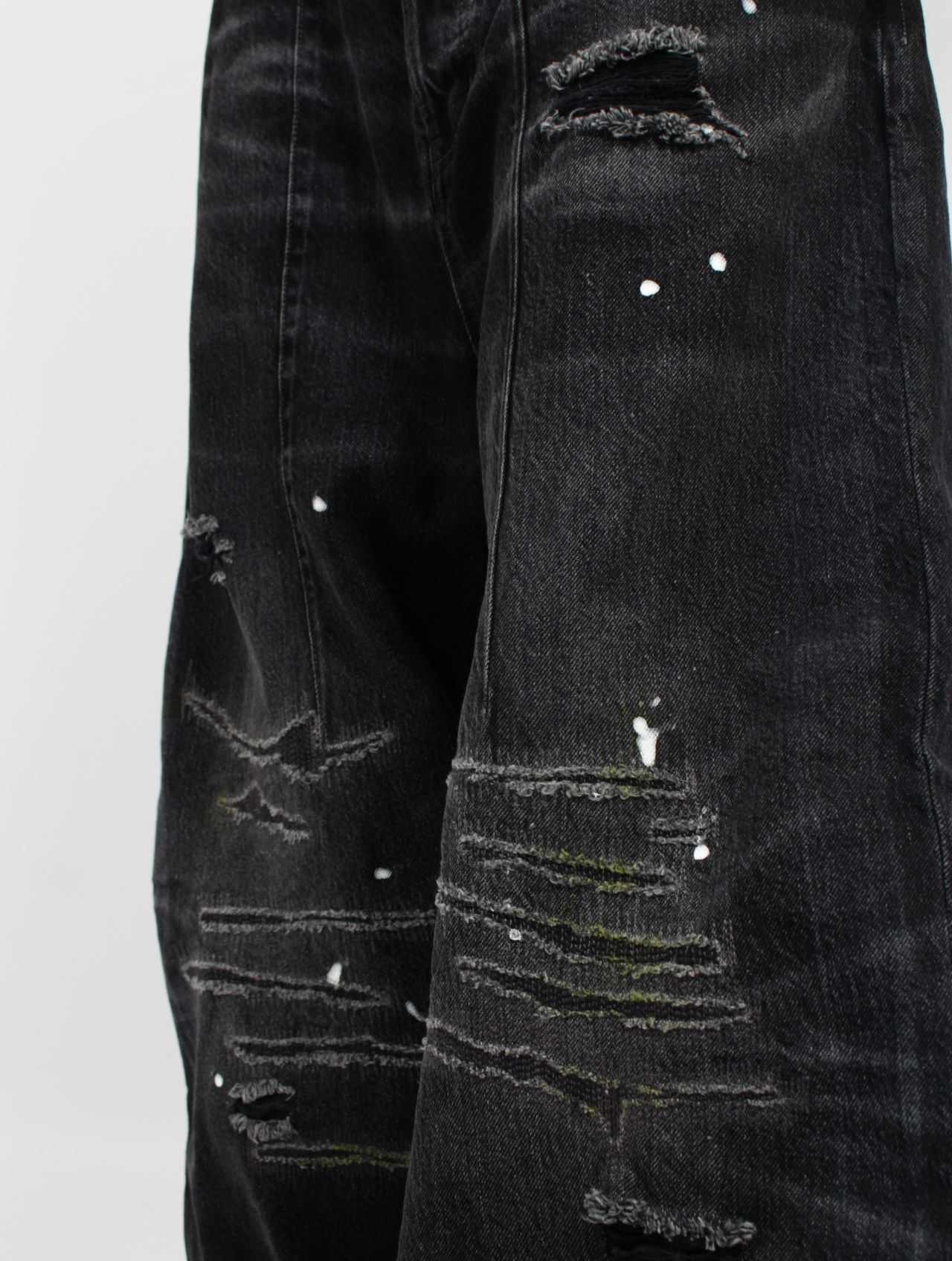 【25SS】ワイド シーム デニム バギー パンツ / WIDE SEAM DENIM BAGGY PANTS.13 / ダメージブラック