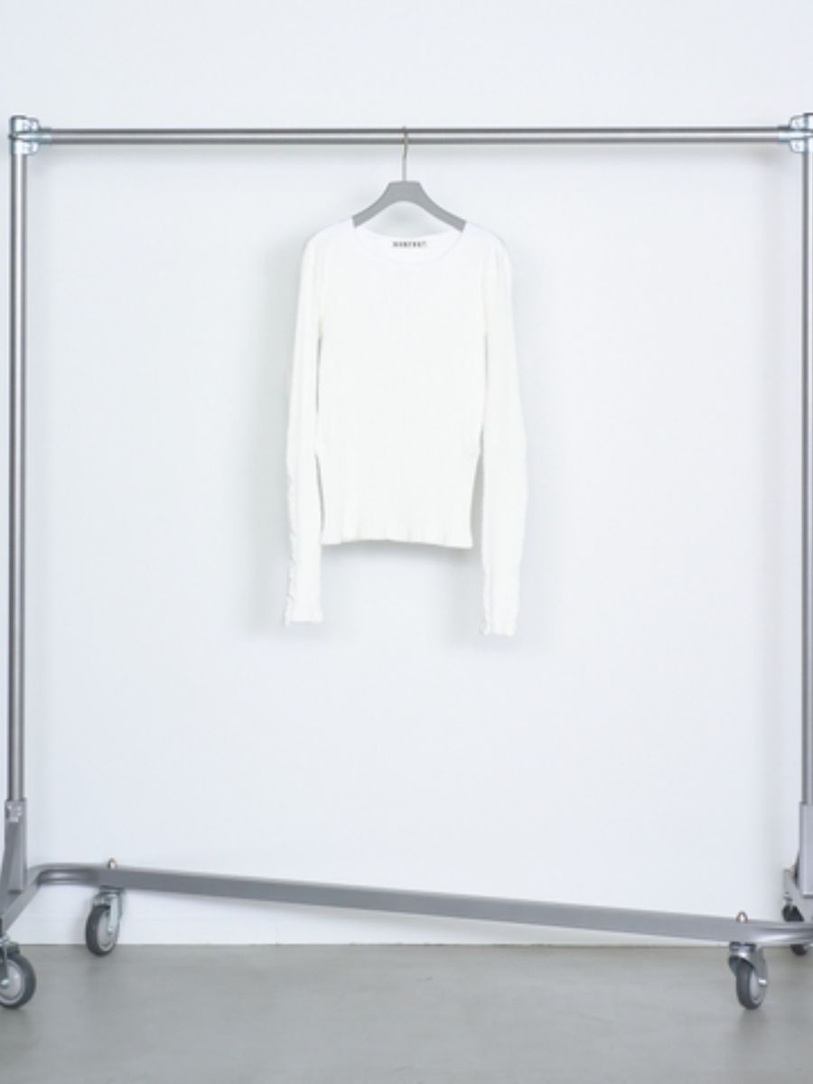 リブ ロングスリーブ Tシャツ 長袖 カットソー / RIBBED LONG SLEEVE T SHIRT / ホワイト