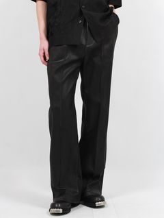 【25SS】レザーライク ジャージー スラックス / SLACKS / ブラック