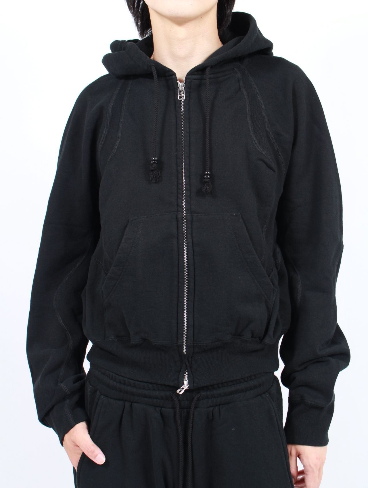 【25AW】 パネルド ジップアップ フーディー パーカー / PANELLED ZIP UP HOODIE / DARK NAVY(ダーク ネイビー)