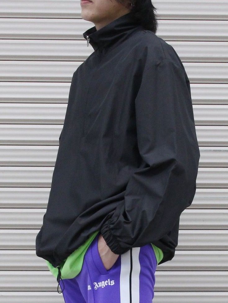 ハーフジッププルオーバー / NYLON HALF ZIP PULLOVER / ブラック