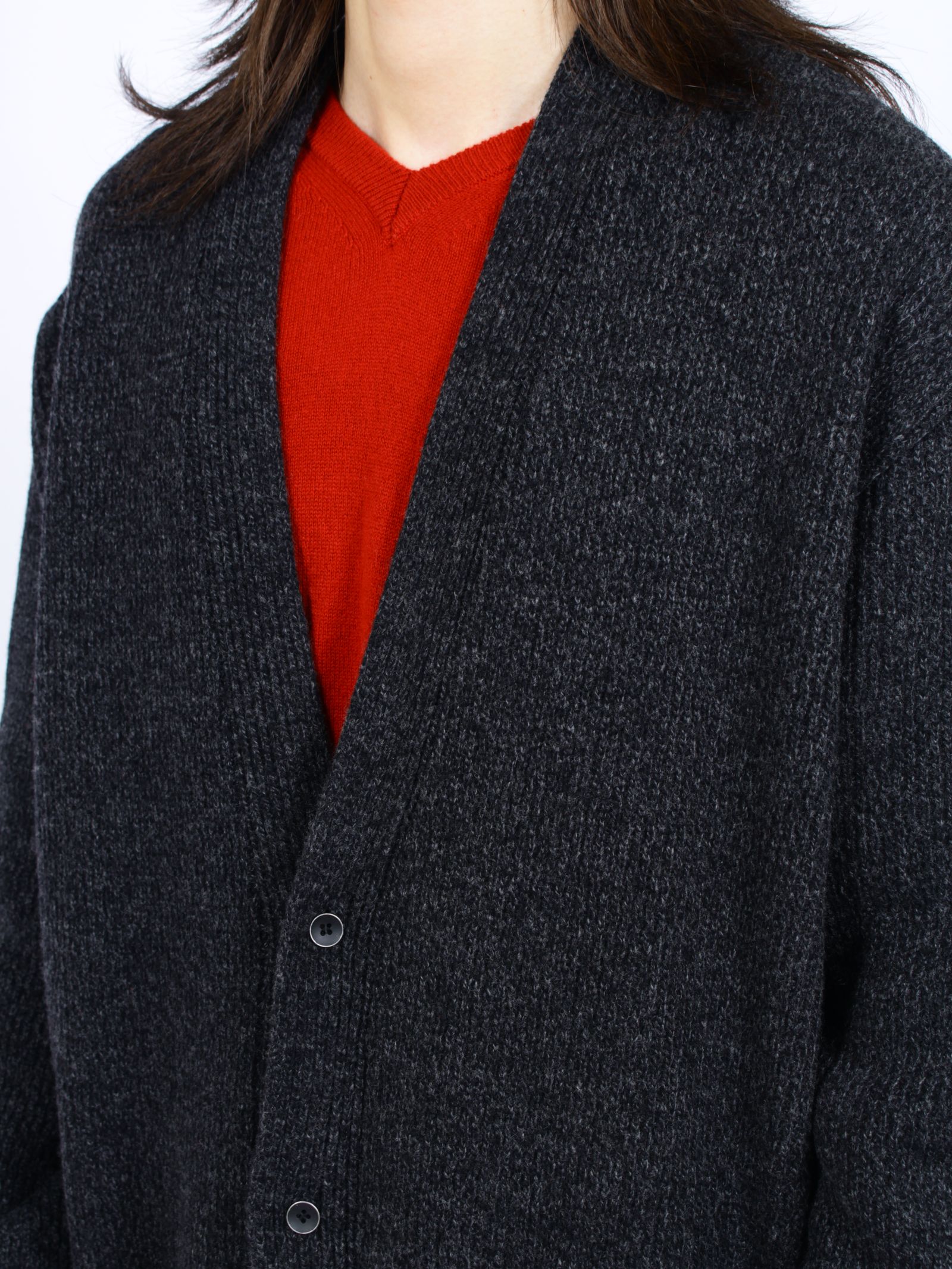 【26AW】ラムウール ヘビー ロング カーディガン / RAM WOOL HEAVY LONG CARDIGAN .16 / チャコール
