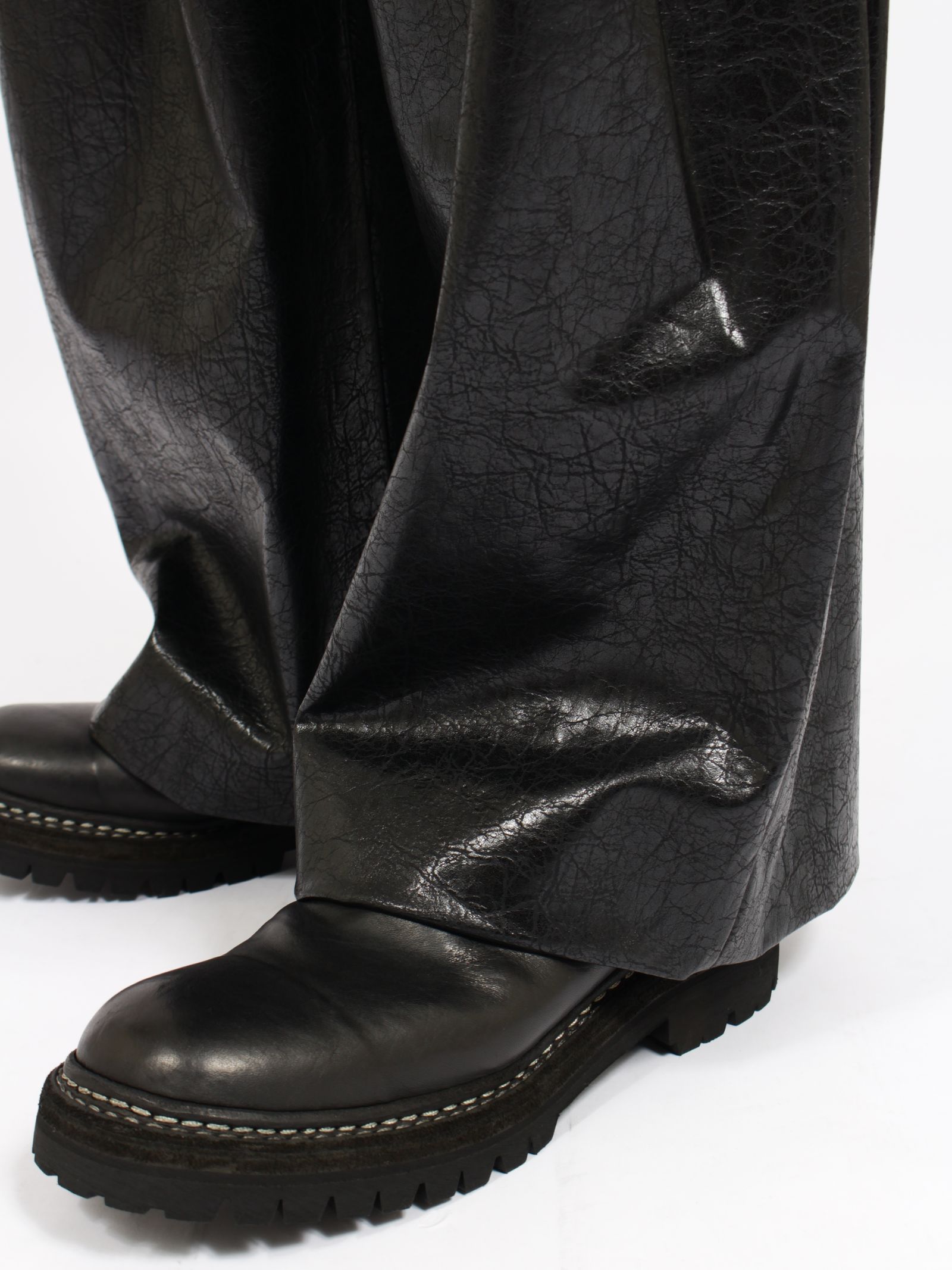 【定番】ディアー バギーパンツ シンセティックレザー synthetic leather / DEAR, BAGGY / ブラック