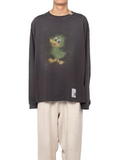 【24AW】ダック ペイント ディストレスド ロングスリーブ Tシャツ / DISTRESSED LS TEE / ブラック