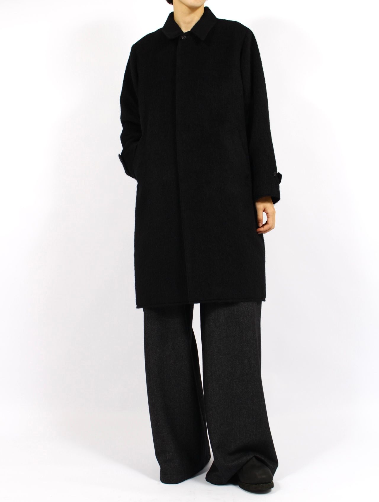 【25AW】アルパカ ステンカラー コート / ALPACA COAT / ブラック