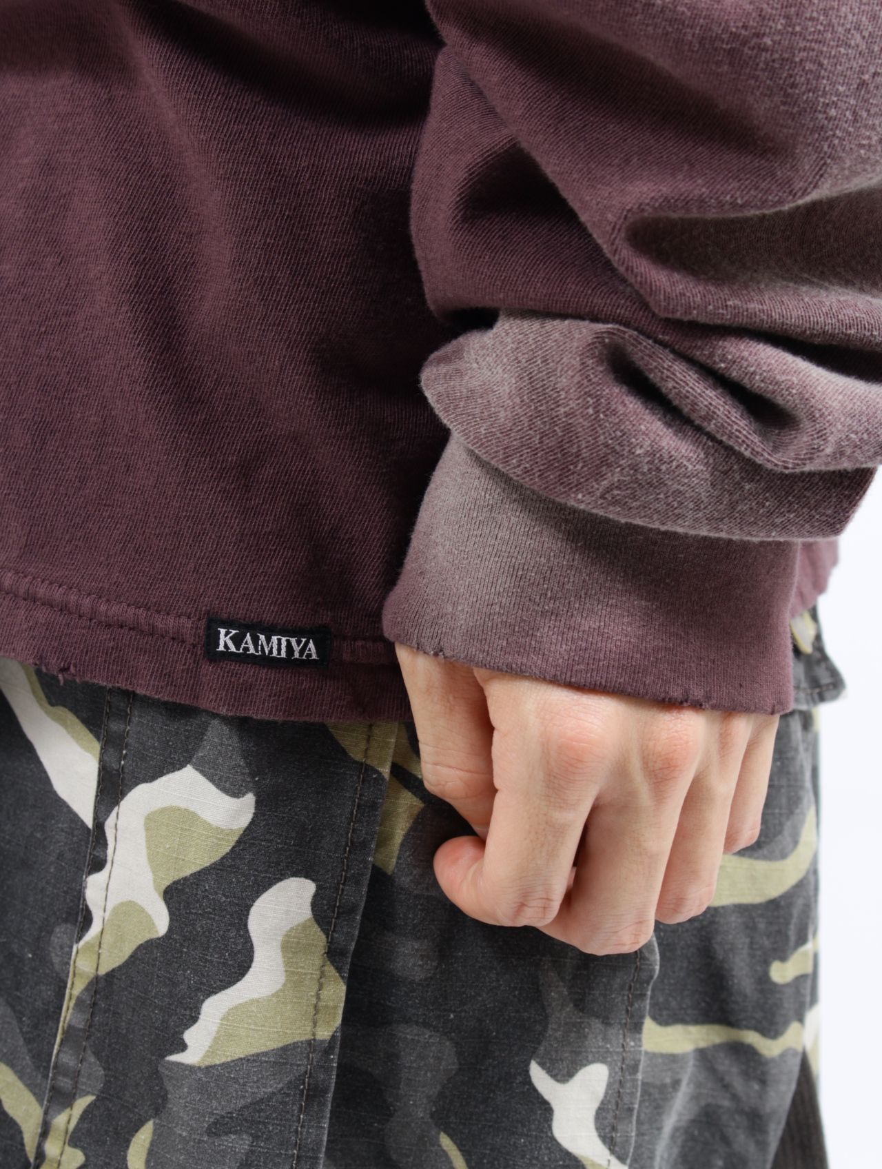 【25SS】"カミヤ-スネーク" ディストレスド ロングスリーブ ポケット Tシャツ / “KMY-SNAKE” DISTRESSED L/S POCKET TEE / ブラウン