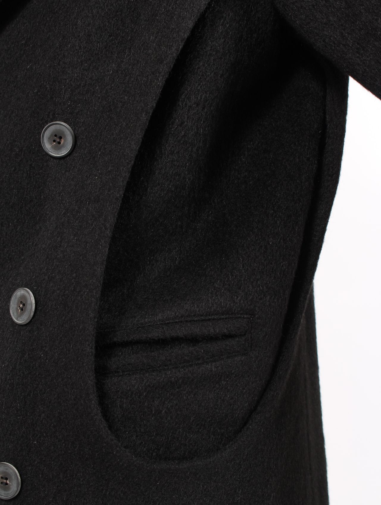 【25AW】 ダブル ブレステッド コート / DOUBLE BREASTED COAT / BLACK(ブラック)