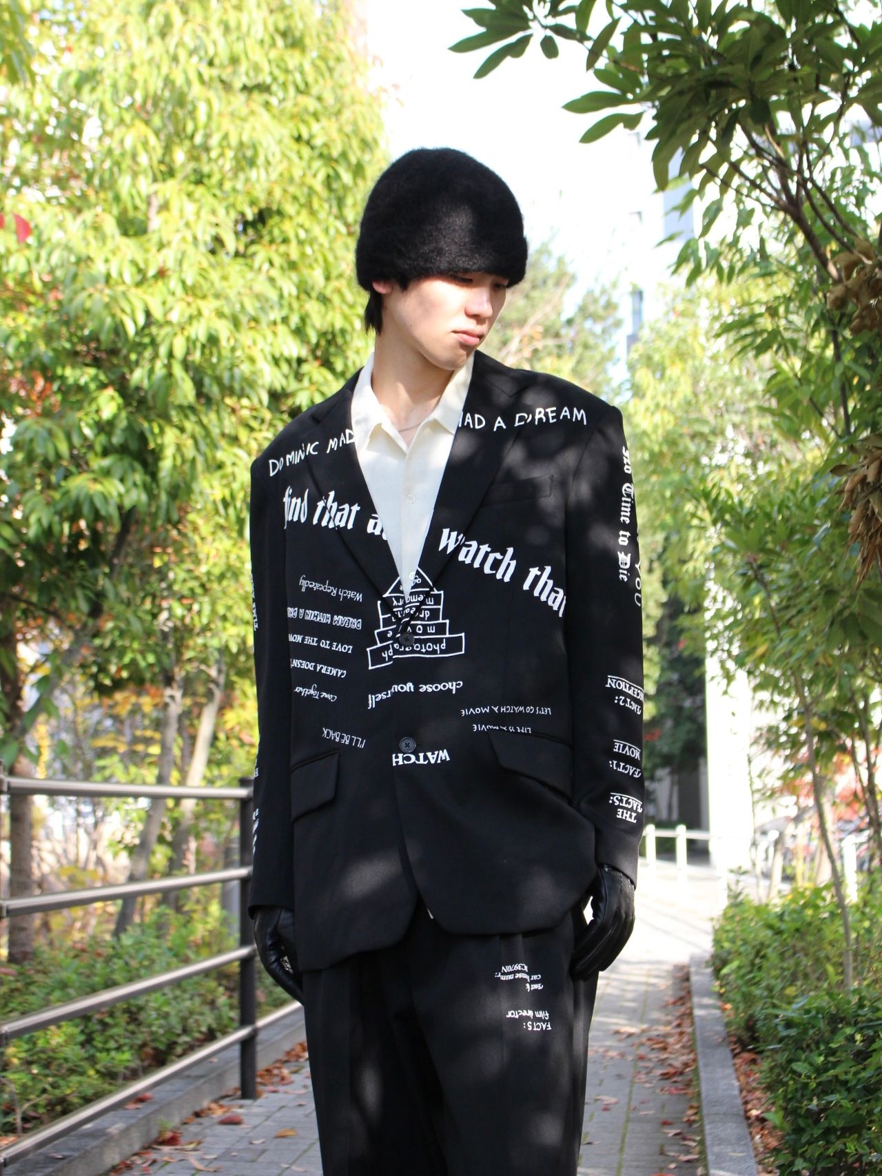 【25AW】"タトゥー" プリント テーラード ジャケット / "TATTOO" PRINTED TAILORED JACKET / ブラック