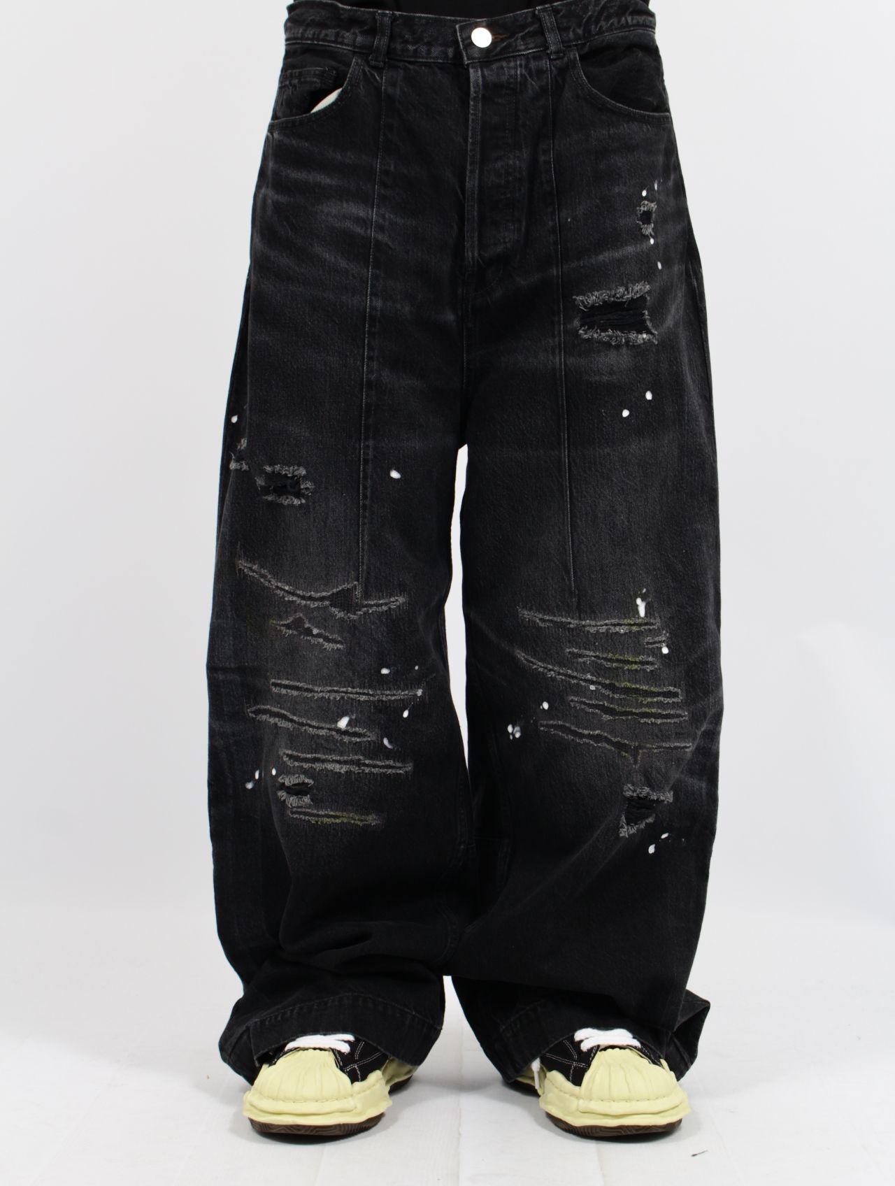 【25SS】ワイド シーム デニム バギー パンツ / WIDE SEAM DENIM BAGGY PANTS.13 / ダメージブラック