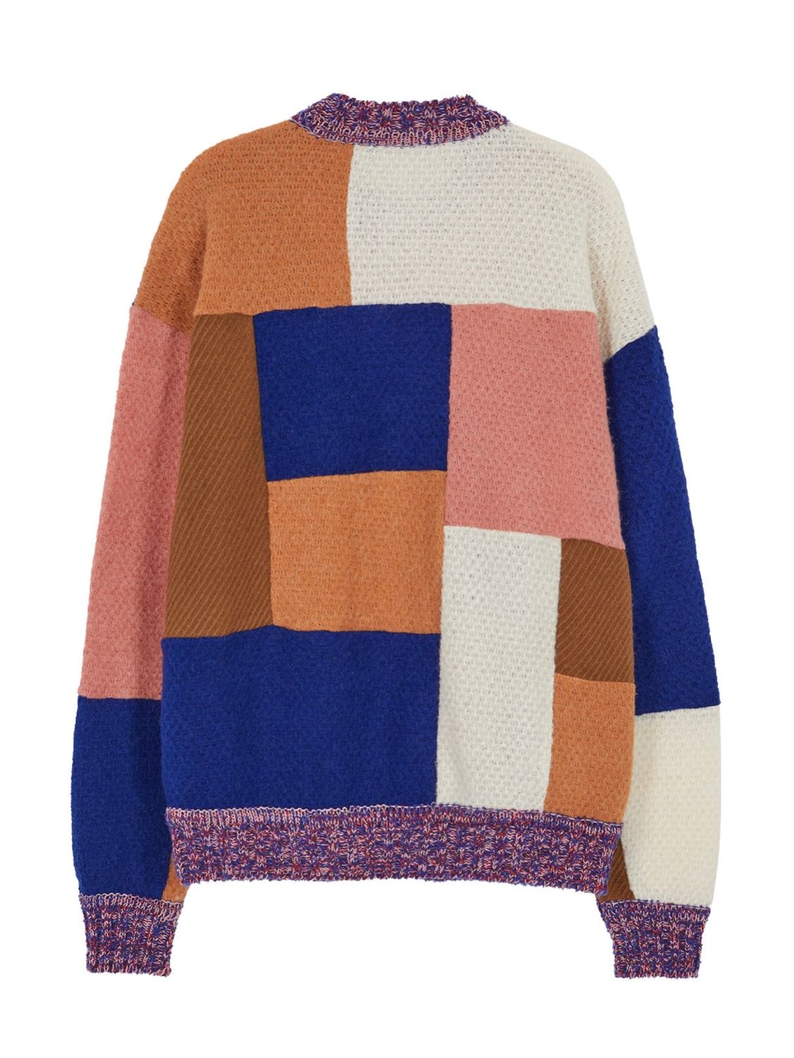 【21AW】マルチドッキング ブロックカラーニット / MONDRO CREW-NECK SWEATER / ピンク / ブラウン