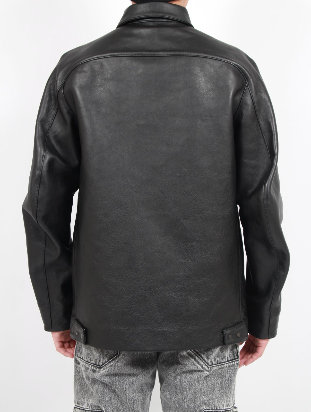 【25SS】6ポケット パネル レザー ワークジャケット / 6 POCKET PANEL LEATHER WORK JKT / ブラック