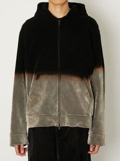 【25AW】グラデーション フーディー ジップアップ パーカー / GRADATION PILE HOODIE  / ブラック