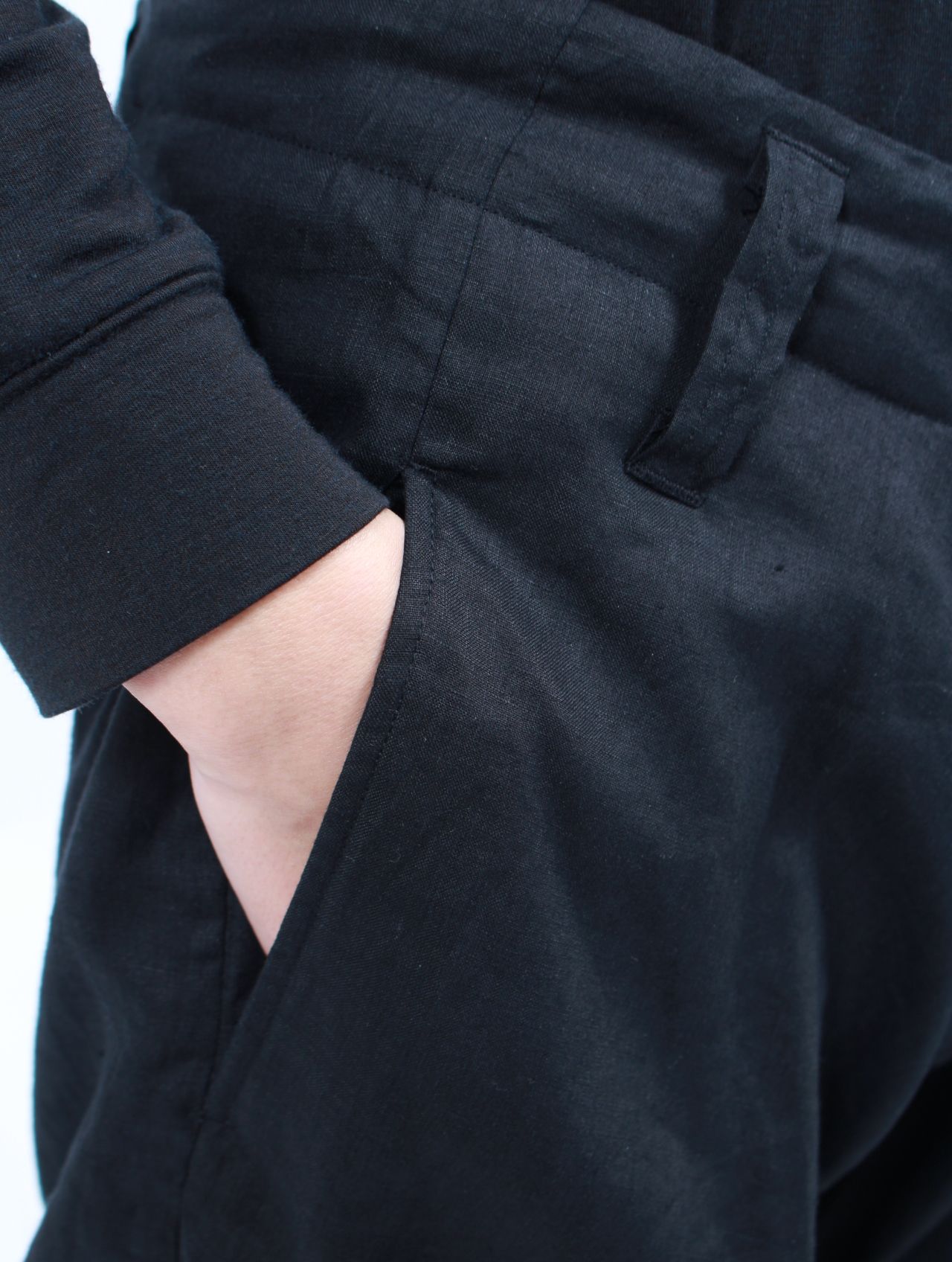 【25SS】ドレープド リネン パンツ / DRAPED LINEN PANTS / ブラック