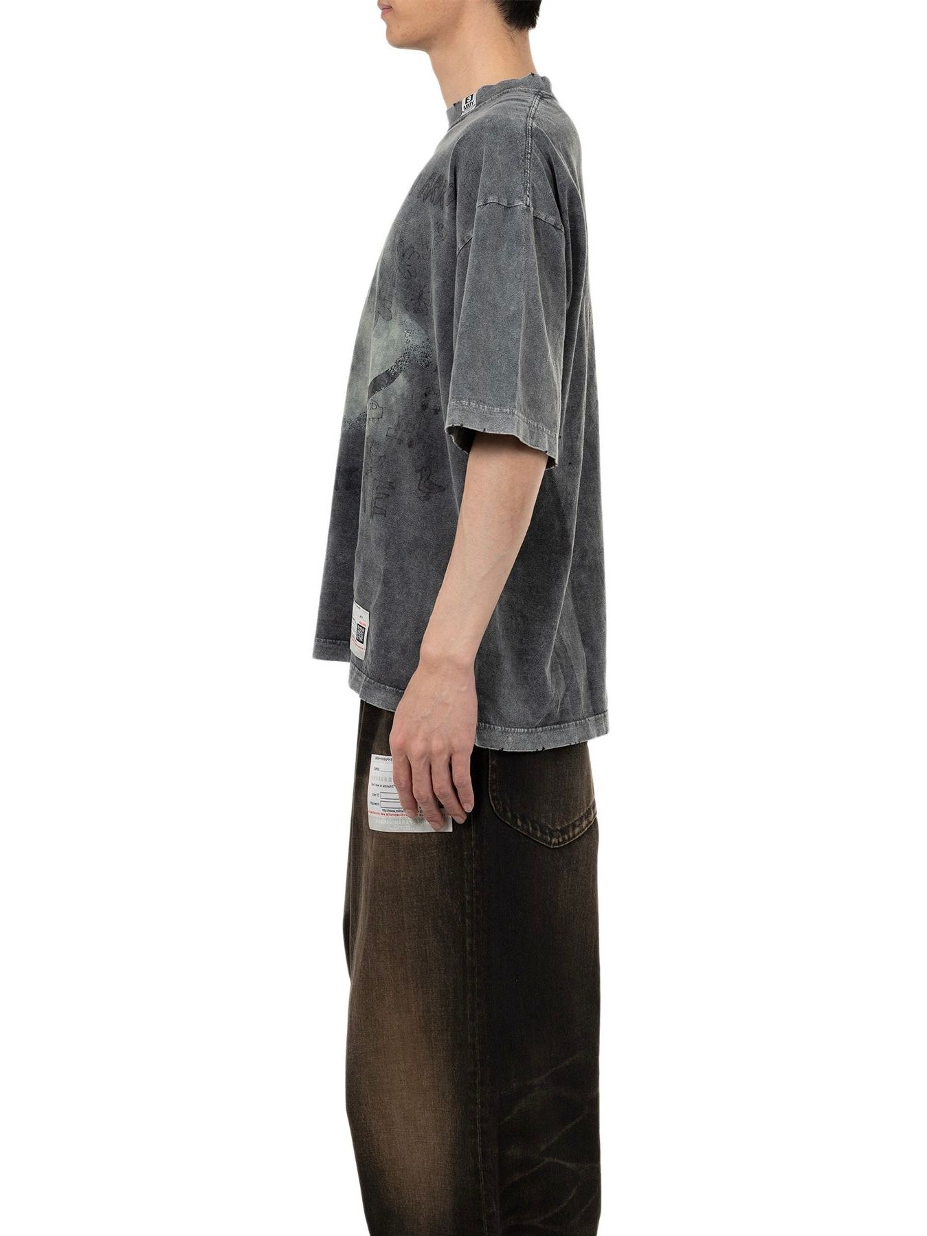 【25SS】ブリーチ加工 スマイリー フェイス プリント 半袖 Tシャツ / BLEACHED SMILY FACE PRINTED TEE / ブラック