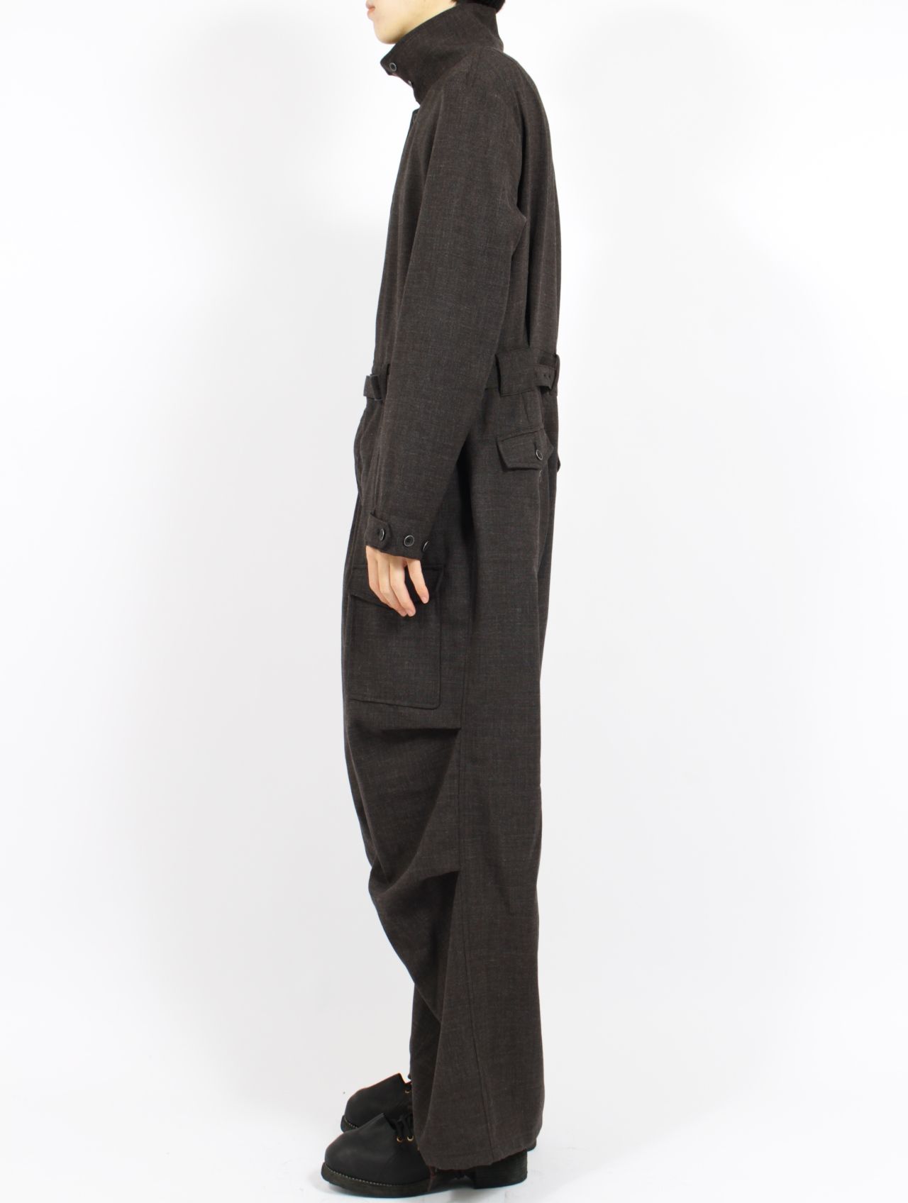 【26SS】ラフ ウール ジャンプスーツ / ROUGH WOOL JUMPSUIT .15 / ダークブラウン