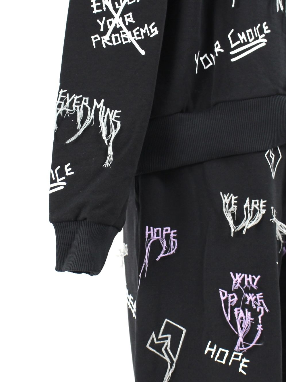 【21AW】総柄 刺繡プリントパーカー / NEW MANIFESTO HOODIE / ブラック × マルチ