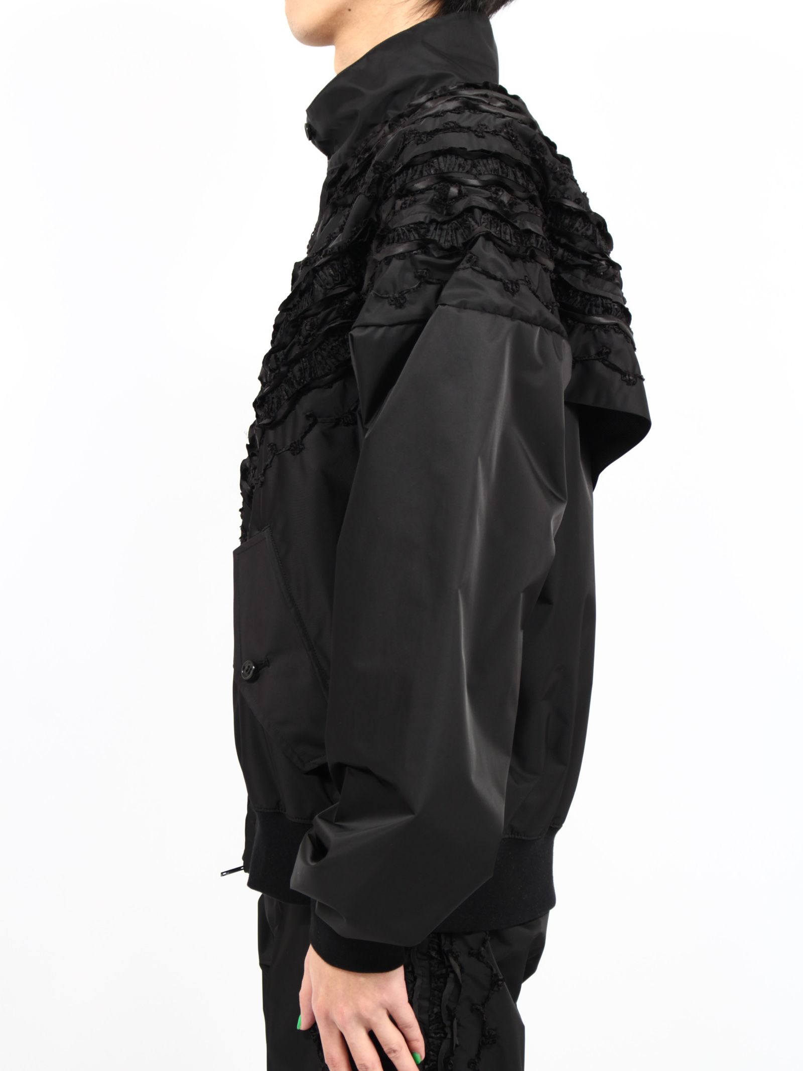 【25SS】シャーリング ドックイヤー ジャケット / SHIRRING DOG-EAR JACKET / ブラック